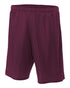 A4 9" Lined Tricot Mesh Short (N5296), Color 'Maroon'